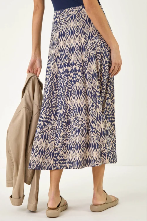 Roman Navy Abstract Print Midi Skirt - 18 Image 3