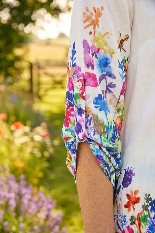 Roman Ivory Floral Border Print Tunic Top - 14 Image 4