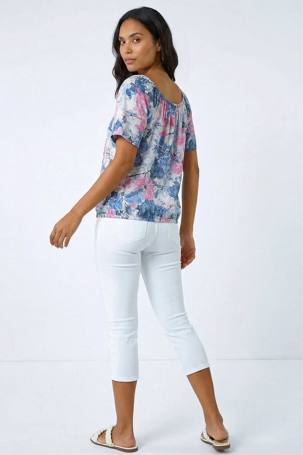 Roman Pink Floral Burnout Buttoned Top - 16 Image 4