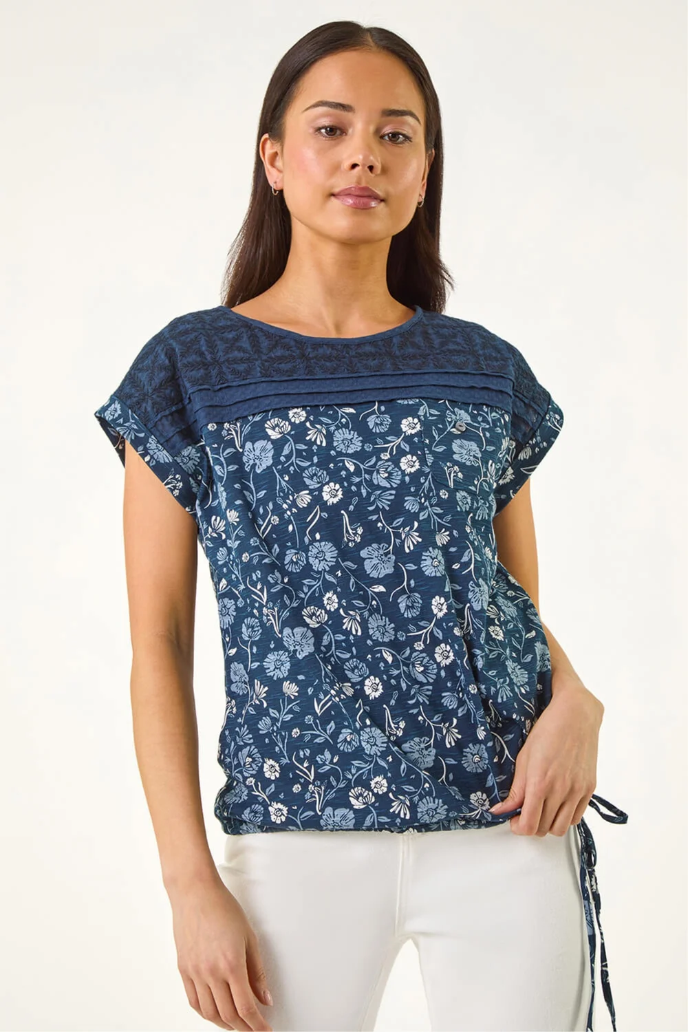 Roman Navy Petite Floral Embroidered Top - 18 Image 4