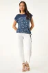 Roman Navy Petite Floral Embroidered Top - 18 Image 2