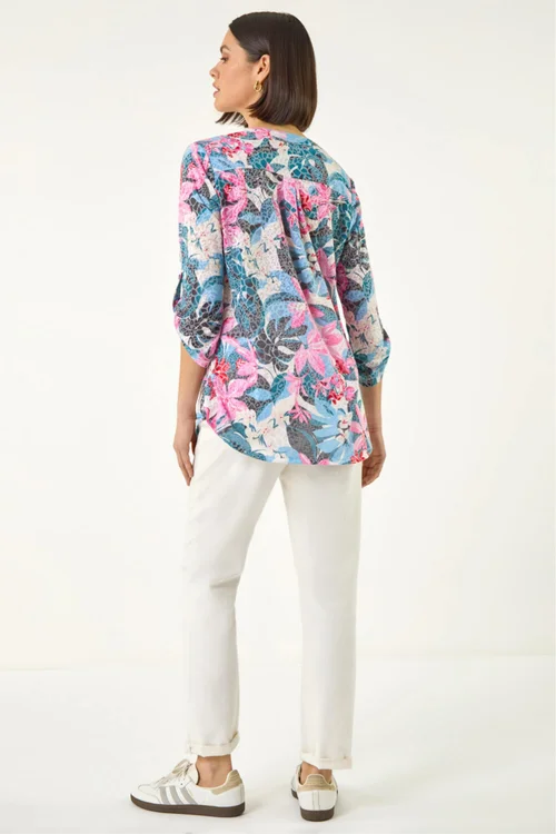 Roman Pink Burnout Floral Print Shirt - 10 Image 3