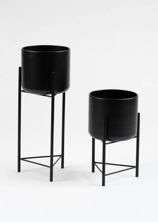 Scottish Everlastings Set of 2 Black Planters
