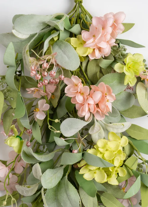 Scottish Everlastings Pink & Green Hydrangea Teardrop Swag (55cm) - One Size Image 2