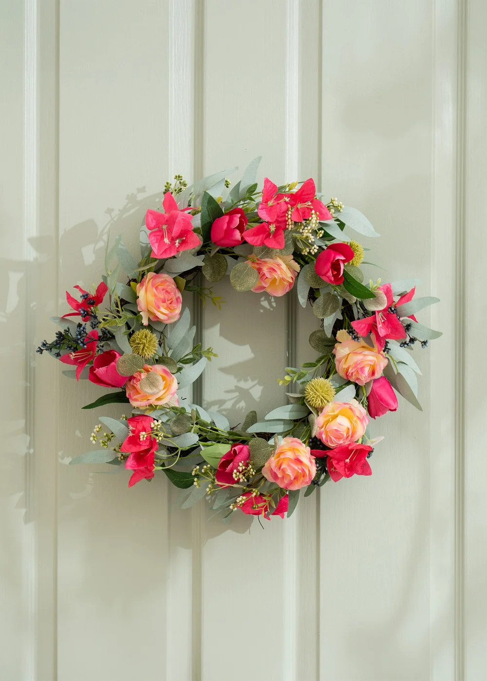 Scottish Everlastings Pink Bougainvillea & Eucalyptus Wreath (45cm) - One Size Image 3