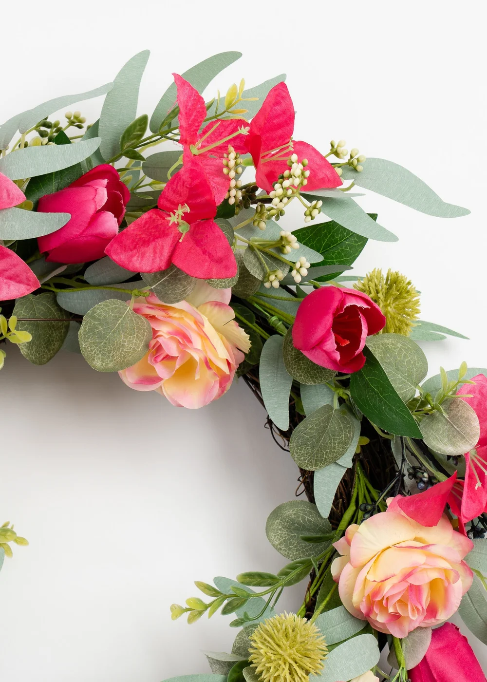 Scottish Everlastings Pink Bougainvillea & Eucalyptus Wreath (45cm) - One Size Image 2