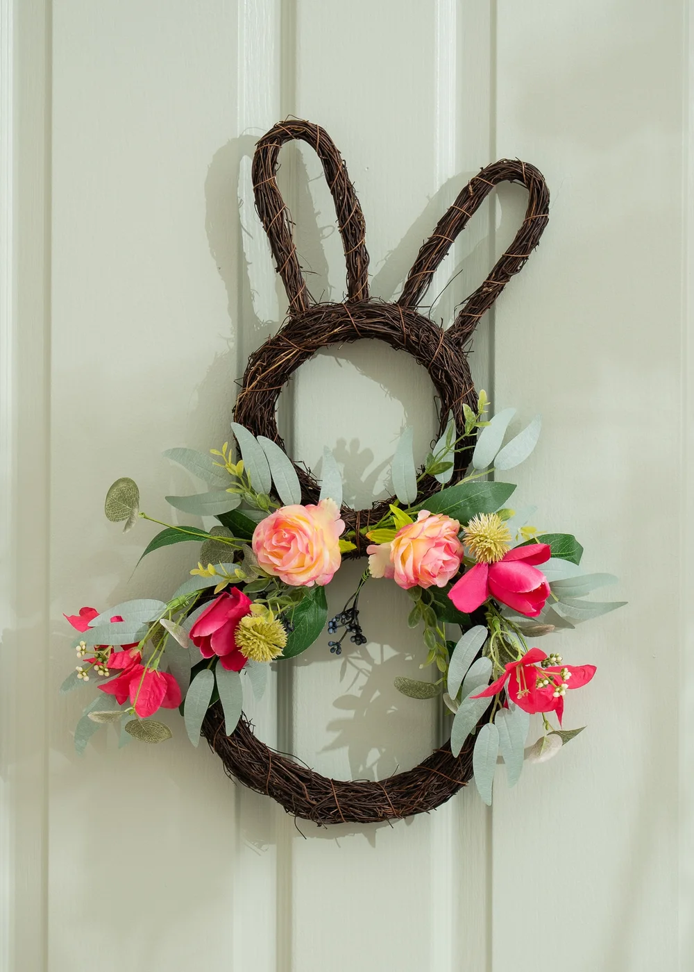 Scottish Everlastings Pink Bougainvillea & Eucalyptus Rabbit Wreath (50cm) - One Size Image 3