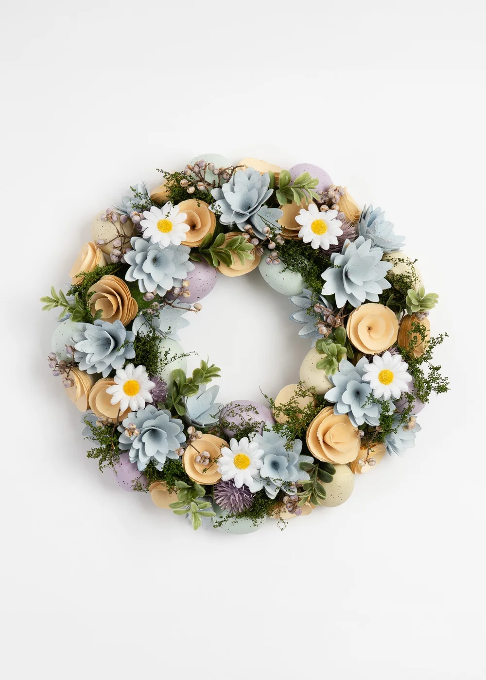 Scottish Everlastings Blue/Lilac Wood Shave Wreath (33cm) - One Size Image 1
