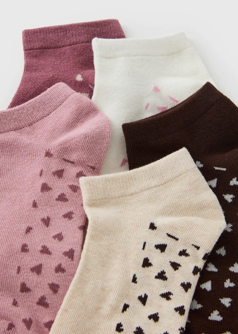 5 Pack Pink Tonal Heart Trainer Liner Socks - One Size Image 2