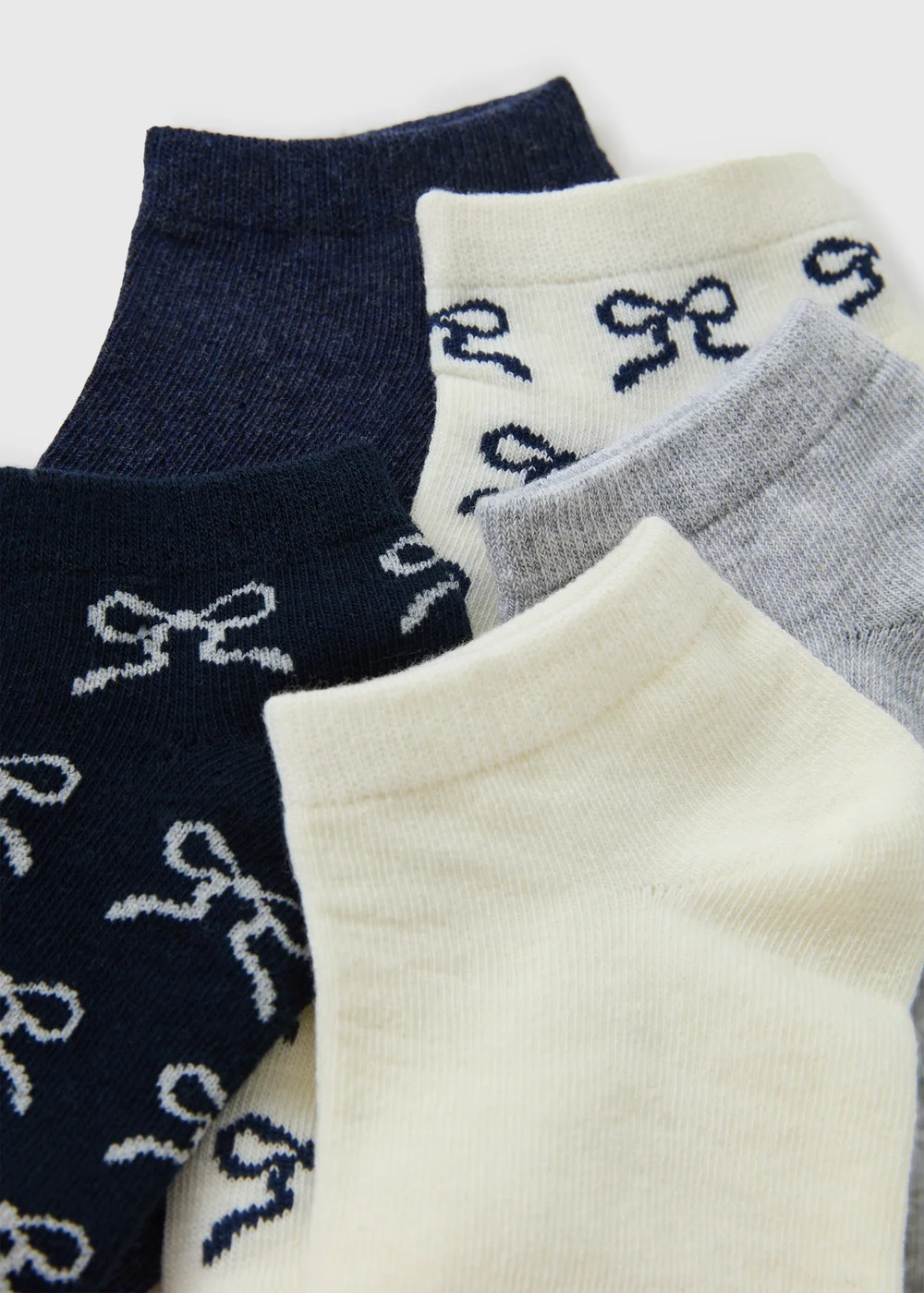 5 Pack Navy Bows Trainer Liner Socks - One Size Image 2