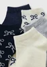 5 Pack Navy Bows Trainer Liner Socks - One Size Image 2