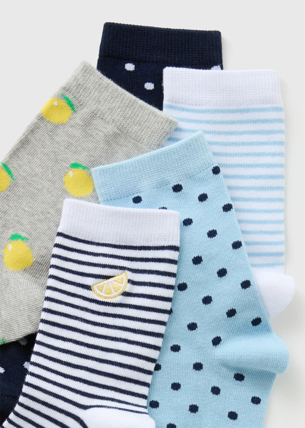 5 Pack Blue Lemon Ankle Socks - One Size Image 2