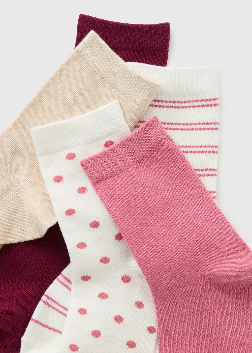 5 Pack Pink Tonal Ankle Socks - One Size Image 2