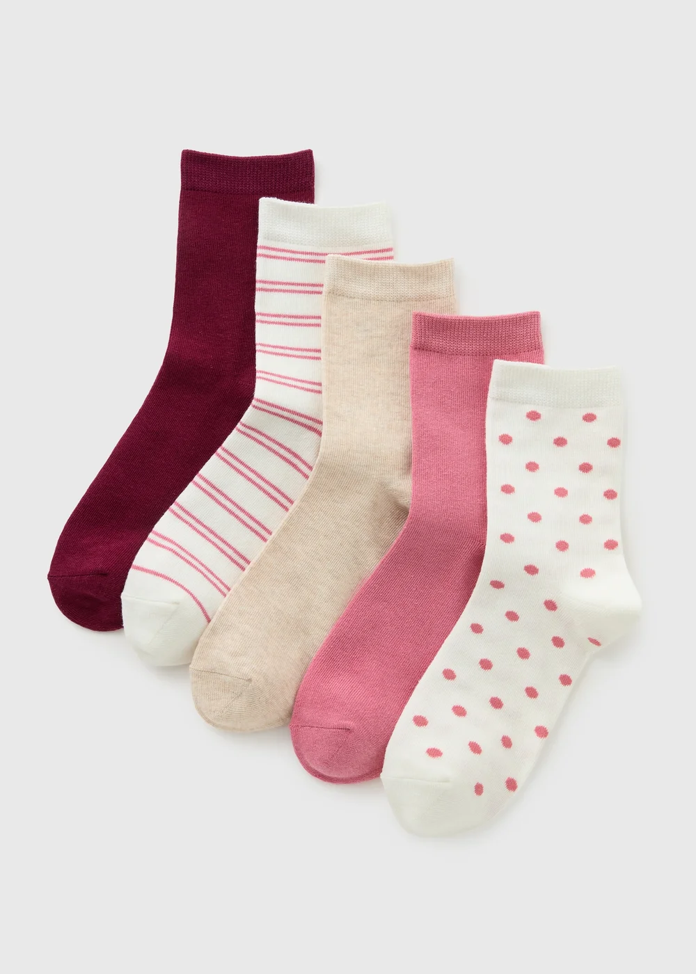 5 Pack Pink Tonal Ankle Socks - One Size Image 1