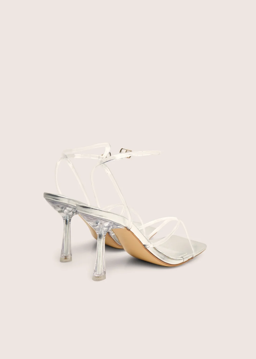 Public Desire Bree Silver Perspex Barley There Square Toe Stiletto Heels - 4 Image 3