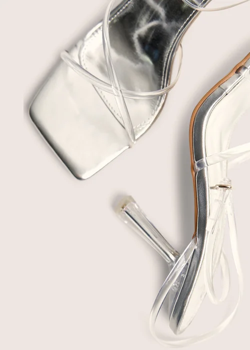 Public Desire Bree Silver Perspex Barley There Square Toe Stiletto Heels - 4 Image 4