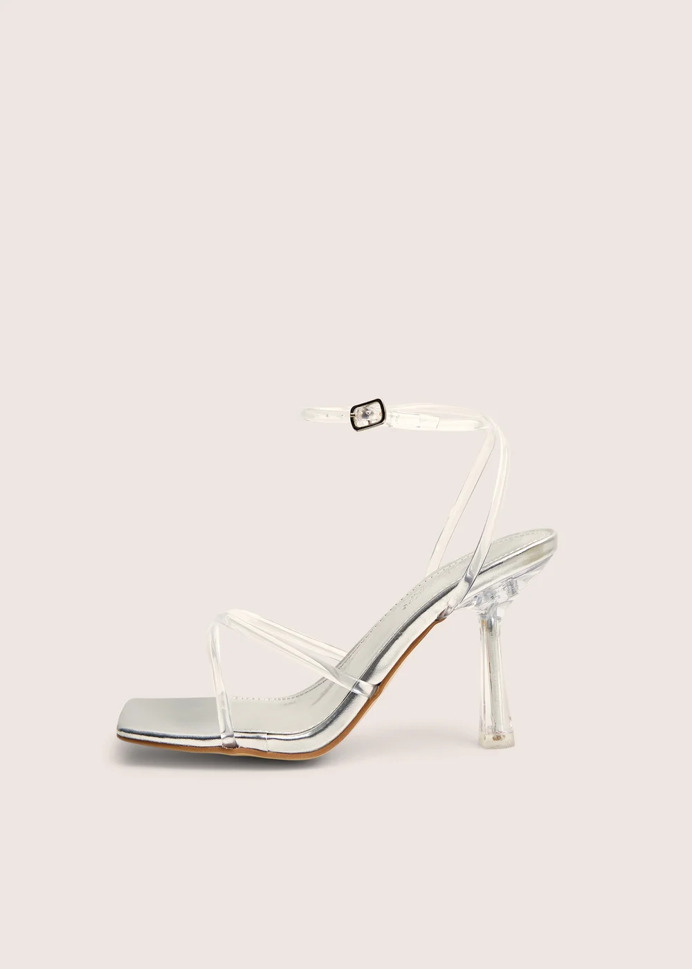 Public Desire Bree Silver Perspex Barley There Square Toe Stiletto Heels - 4 Image 1