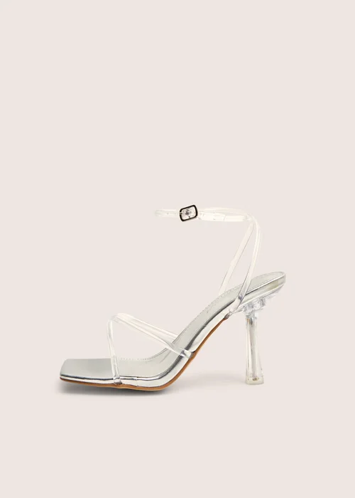 Public Desire Bree Silver Perspex Barley There Square Toe Stiletto Heels - 4 Image 1