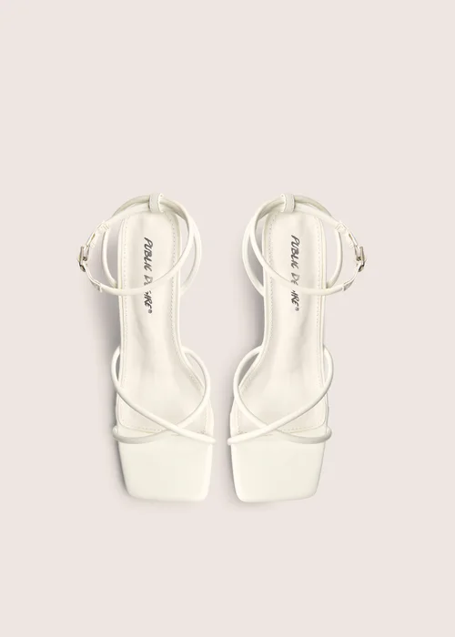 Public Desire Bree White Patent Barely There Square Toe Mid Stiletto Heels - 8 Image 3
