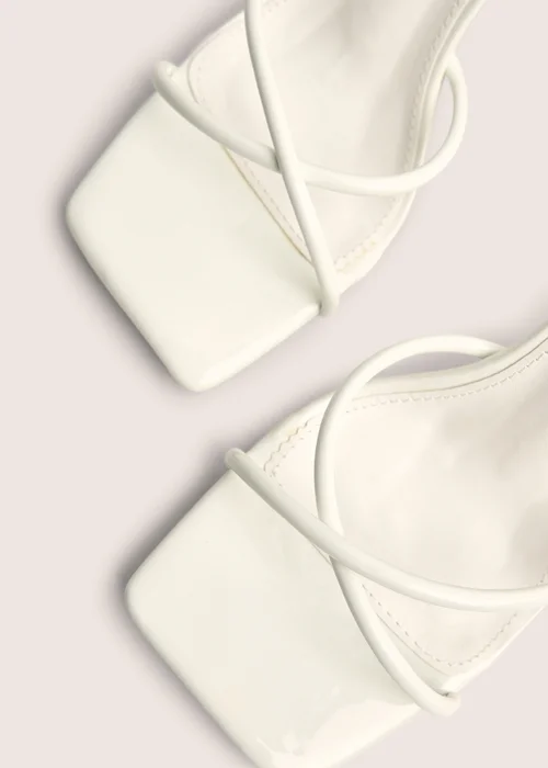 Public Desire Bree White Patent Barely There Square Toe Mid Stiletto Heels - 8 Image 5