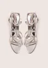 Public Desire Free Spirit Silver Strappy Round Toe Mid Heels - 9 Image 3