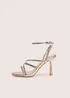Public Desire Free Spirit Silver Strappy Round Toe Mid Heels - 9 Image 2