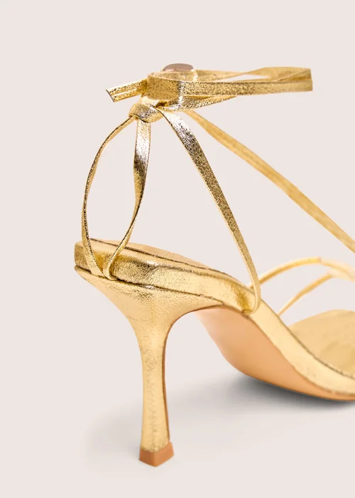 Public Desire Clover Gold Metallic Square Toe Wrap Around Mid Heels - 9 Image 4