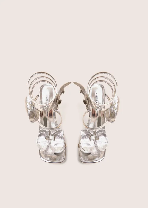 Public Desire Lotus Silver Trim Wrap Around Flared Stiletto High Heels - 8 Image 2