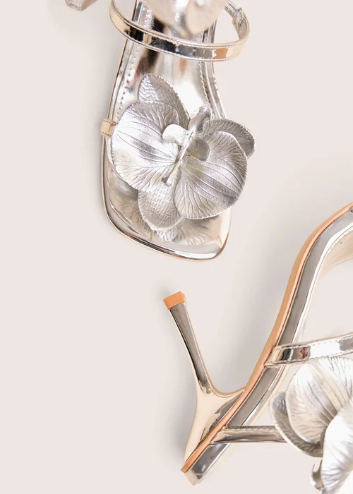 Public Desire Lotus Silver Trim Wrap Around Flared Stiletto High Heels - 8 Image 4