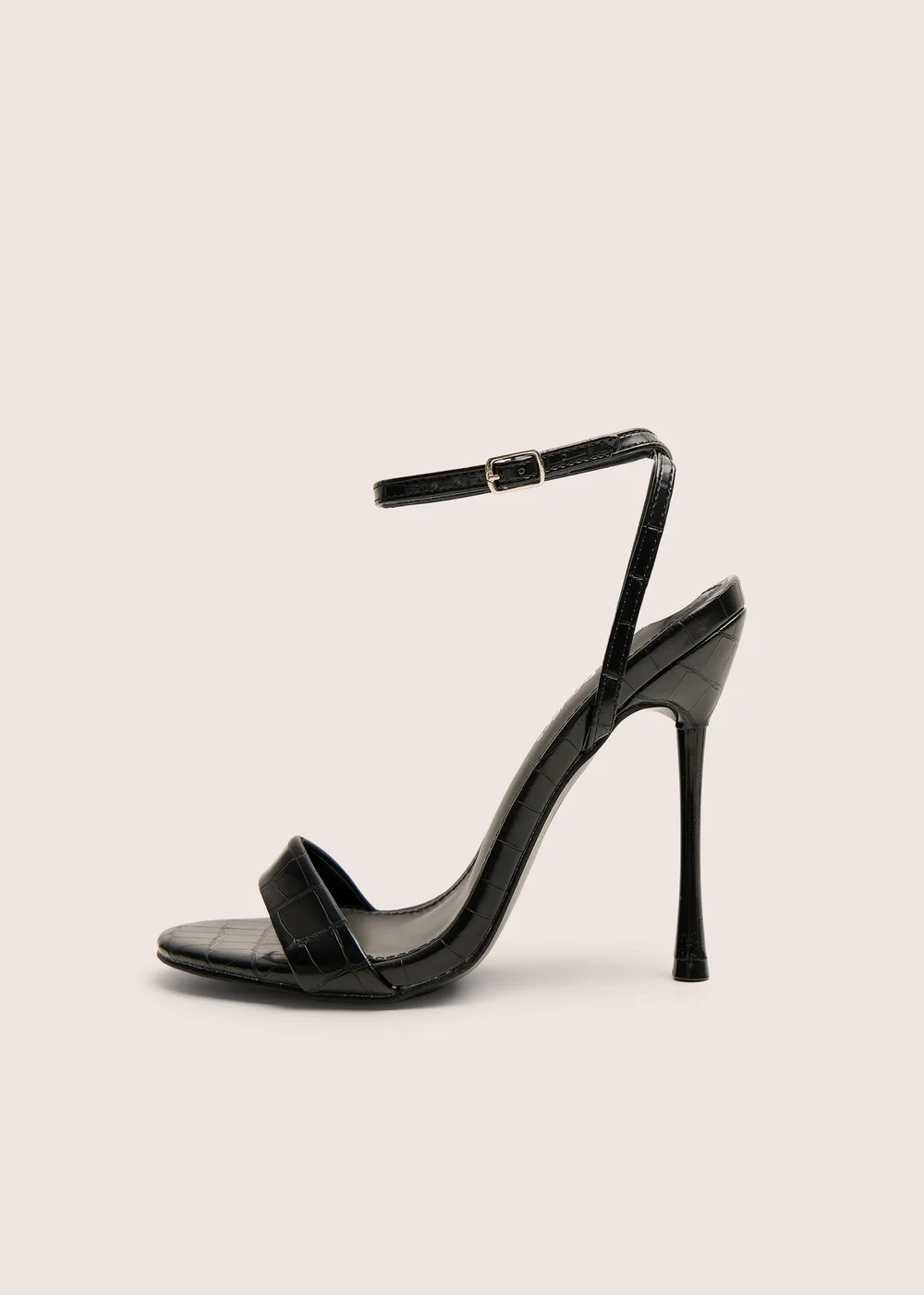 Public Desire Soho Black Croc Barely There Strappy Stiletto Heels - 8 Image 1