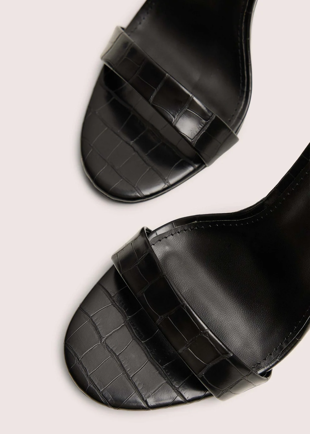 Public Desire Soho Black Croc Barely There Strappy Stiletto Heels - 4 Image 4