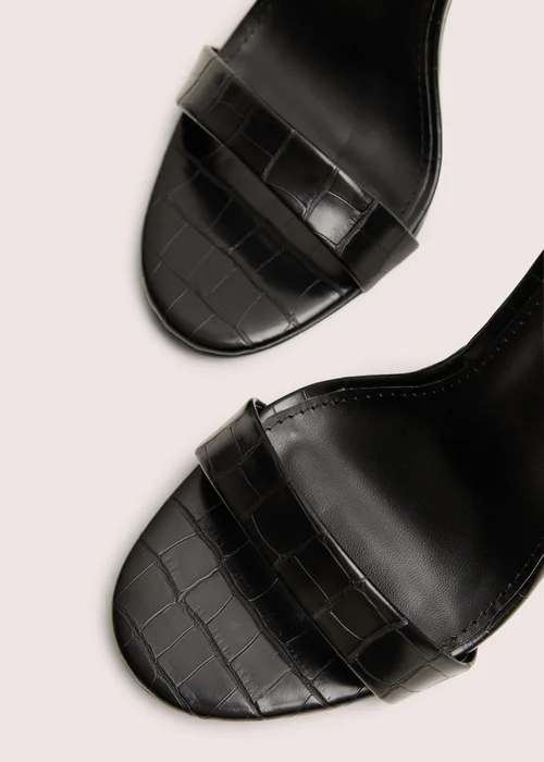 Public Desire Soho Black Croc Barely There Strappy Stiletto Heels - 4 Image 4