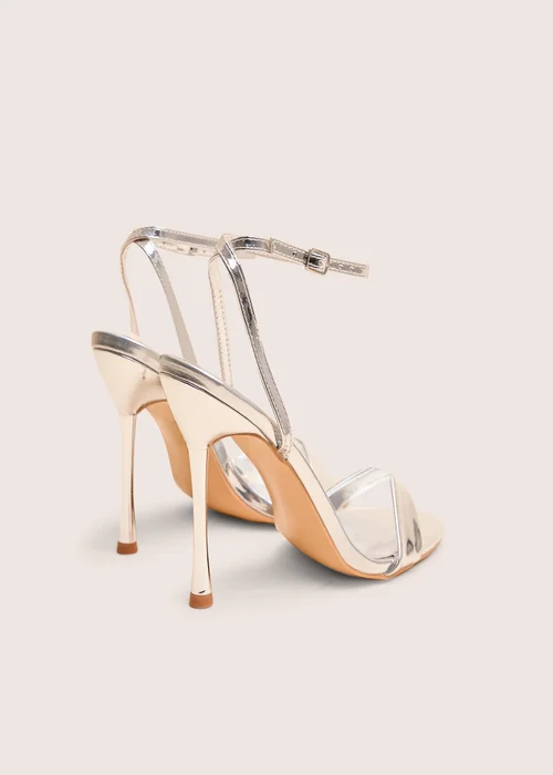 Public Desire Soho Silver Metallic Barely There Strappy Stiletto Heels - 9 Image 4