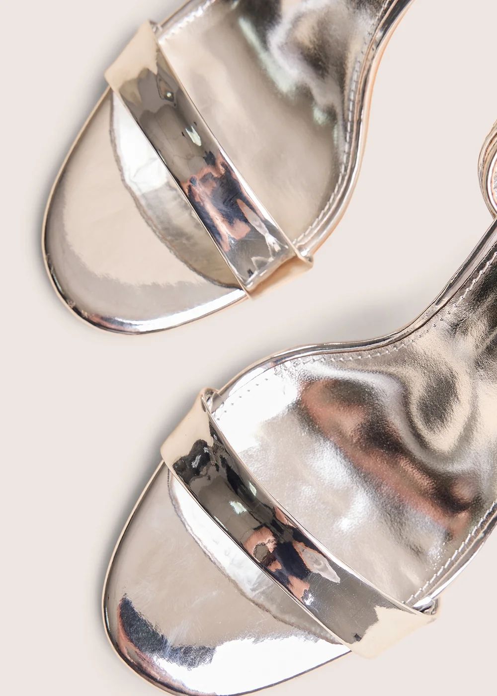 Public Desire Soho Silver Metallic Barely There Strappy Stiletto Heels - 9 Image 5