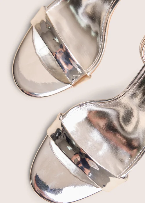 Public Desire Soho Silver Metallic Barely There Strappy Stiletto Heels - 9 Image 5