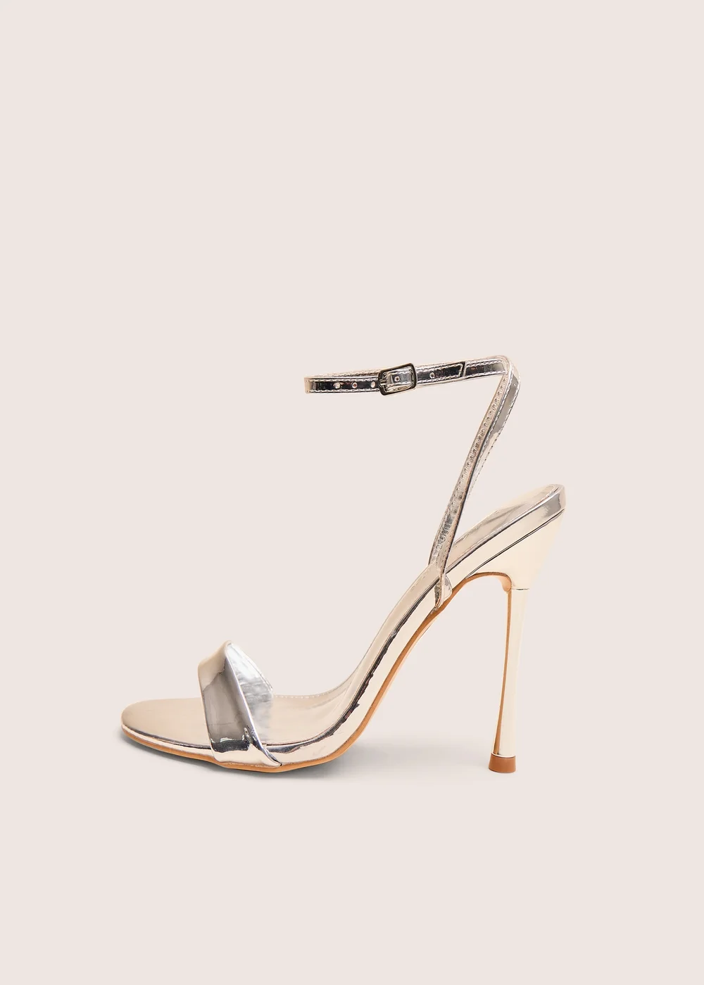 Public Desire Soho Silver Metallic Barely There Strappy Stiletto Heels - 9 Image 2