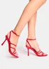 Public Desire Free Spirit Red Strappy Round Toe Mid Heels - 8 Image 2