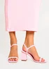 Public Desire Maryse Light Pink Pu Barely There Mid Block Heels - Size 5 Image 3