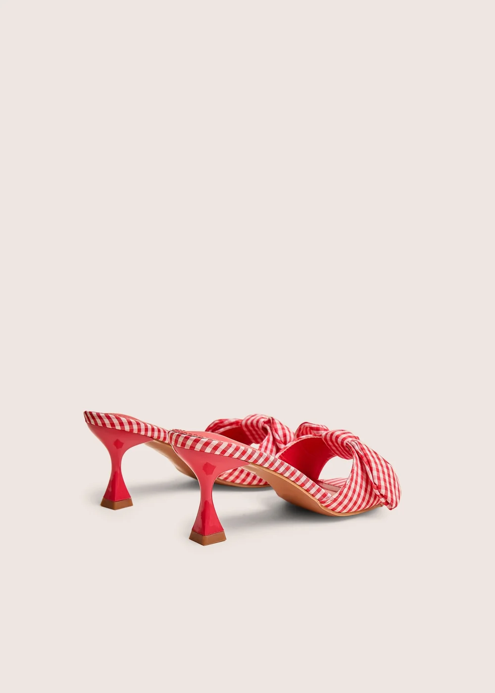 Public Desire Soleil Red Gingham Bow Mule Square Toe Mid Heels - Size 3 Image 3
