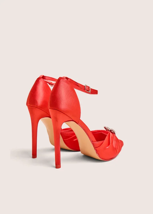 Public Desire Meant To Be Red Satin Diamante Heart Court Stiletto Heel - Size 7 Image 4