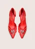 Public Desire Meant To Be Red Satin Diamante Heart Court Stiletto Heel - Size 7 Image 3