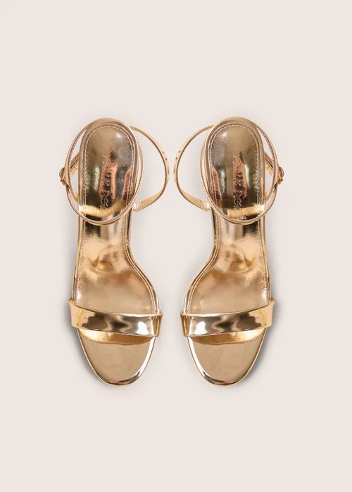 Public Desire Soho Gold Metallic Barely There Strappy Stiletto Heels - Size 5 Image 2