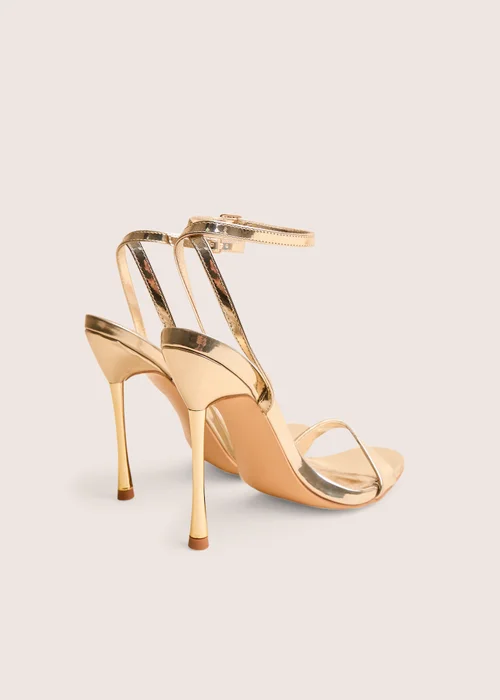 Public Desire Soho Gold Metallic Barely There Strappy Stiletto Heels - Size 5 Image 3