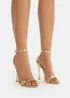 Public Desire Soho Gold Metallic Barely There Strappy Stiletto Heels - Size 5 Image 5