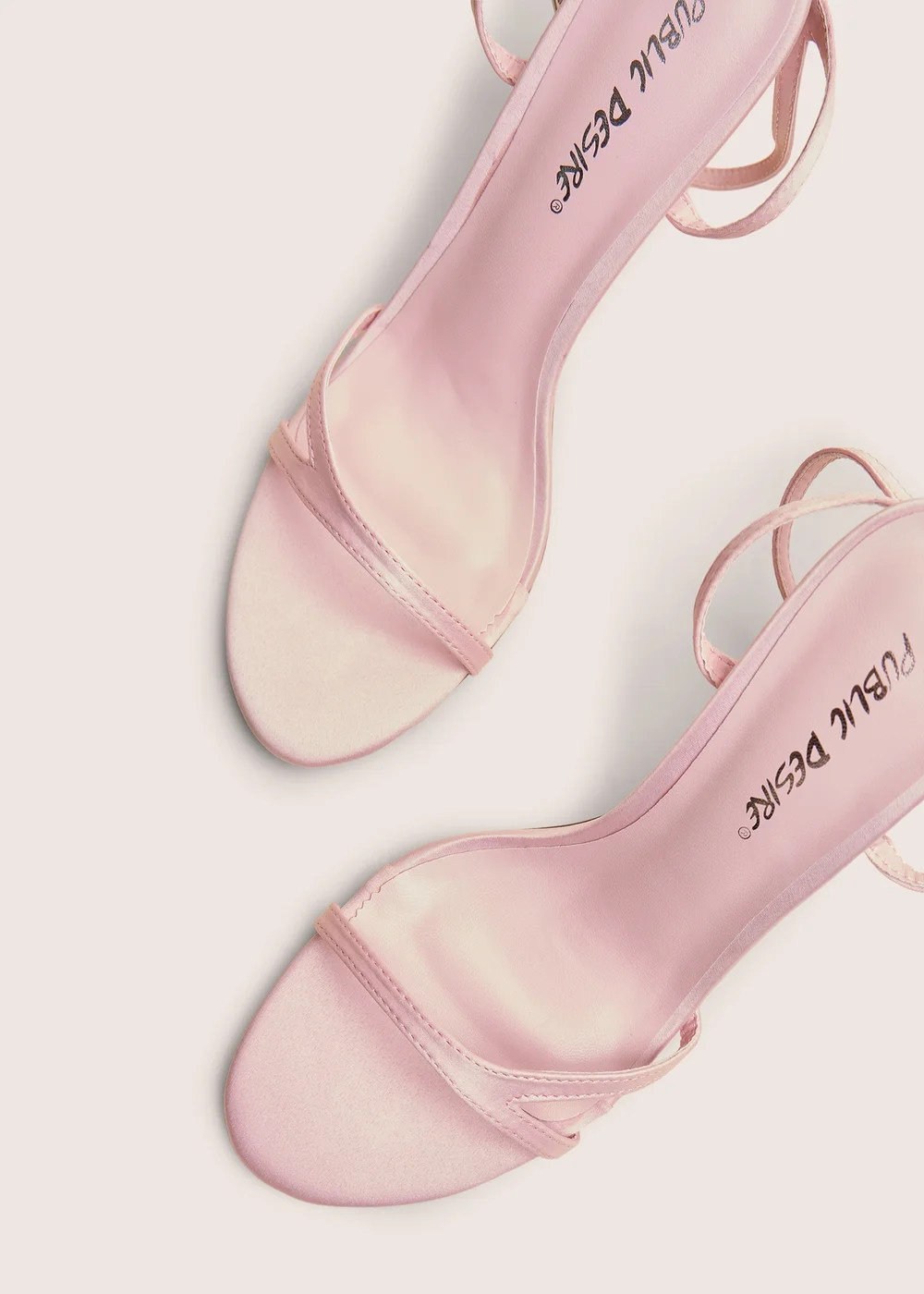 Public Desire Samba Pink Satin Strappy Barely There Stiletto High Heels - Size 7 Image 4