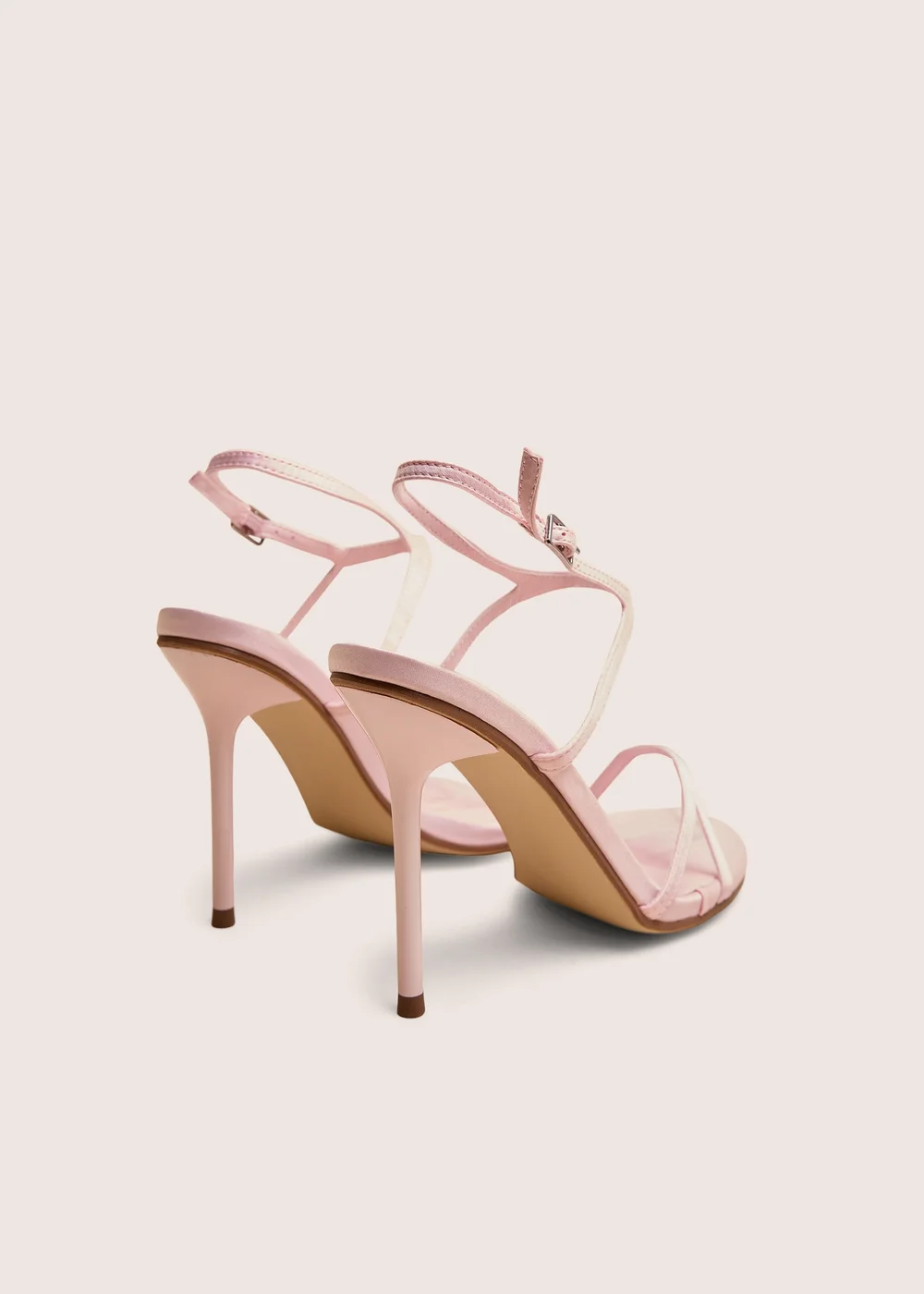 Public Desire Samba Pink Satin Strappy Barely There Stiletto High Heels - Size 7 Image 3