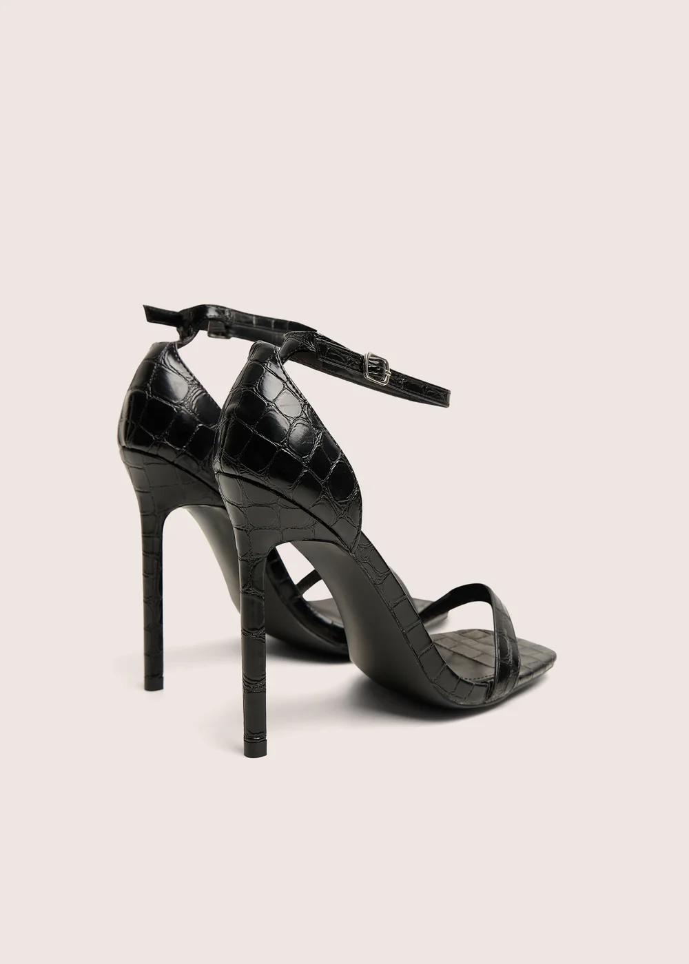 Public Desire Chaos Black Square Toe Strappy Barely There Stiletto Heels - Size 5 Image 5