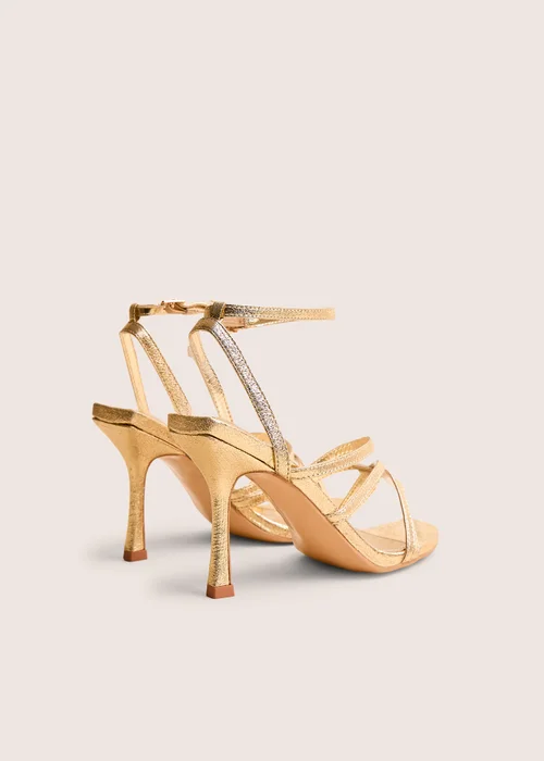 Public Desire Free Spirit Gold Strappy Round Toe Mid Heels - 4 Image 3