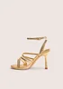 Public Desire Free Spirit Gold Strappy Round Toe Mid Heels - 4 Image 1
