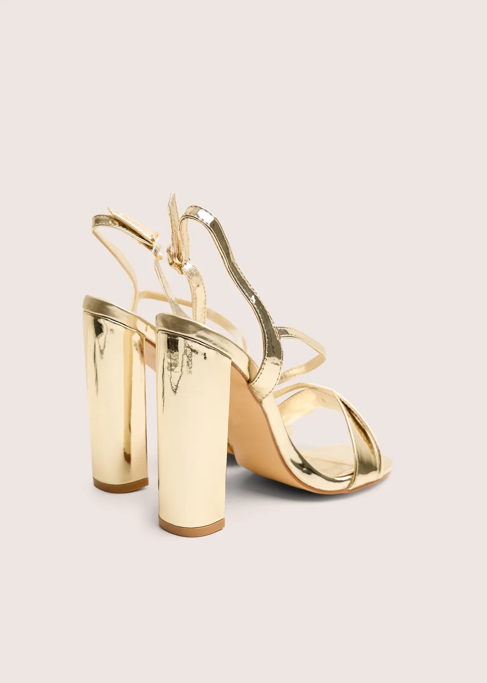 Public Desire Grove Gold Metallic Round Toe Block Heels - Size 6 Image 5